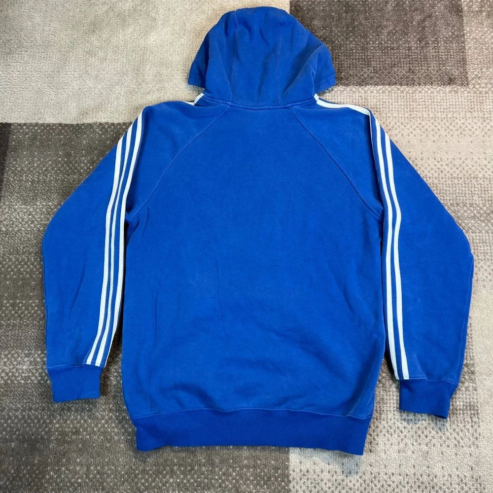 Adidas Mens Blue 3-Stripe Pullover Hoodie Sweatshirt‎ Small Embroidered Logo
